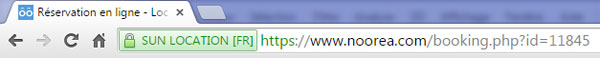Sécurité SSL Noorea.com sur Google Chrome